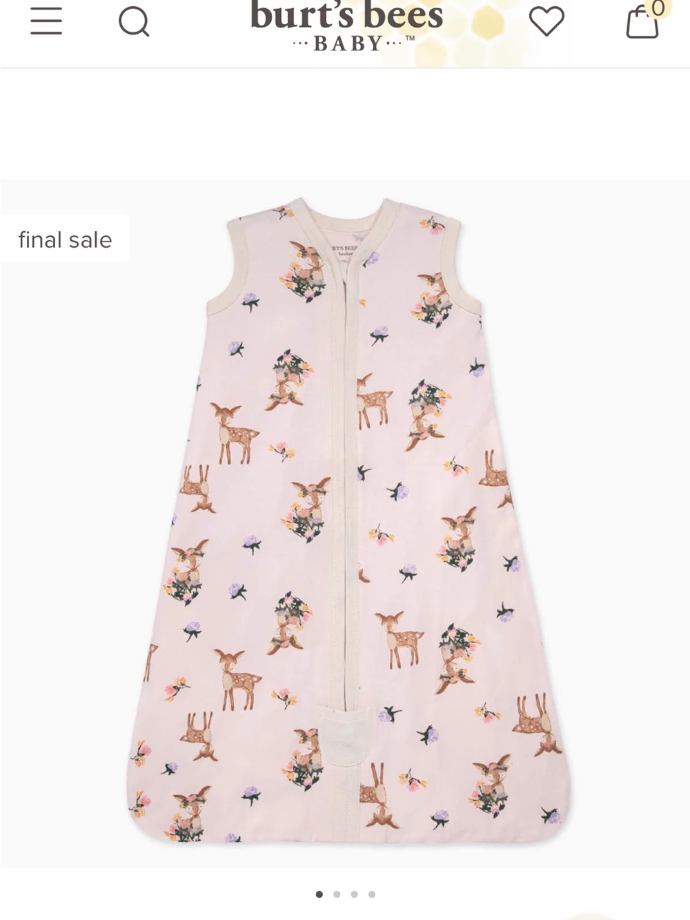 Burt's Bees Pink Floral Deer Sleep Sack
